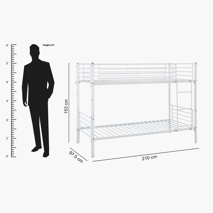 Modern Convertible Metal Single Bunk Bed - 90x200 cm