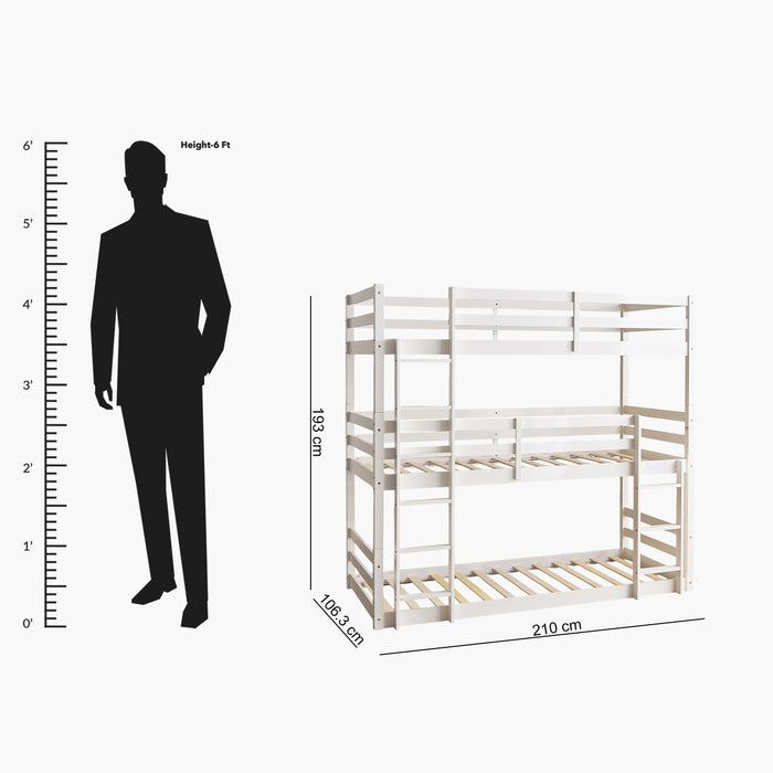 Vertical Space-Saver 3-in-1 Wooden Triple Sleeper Bed