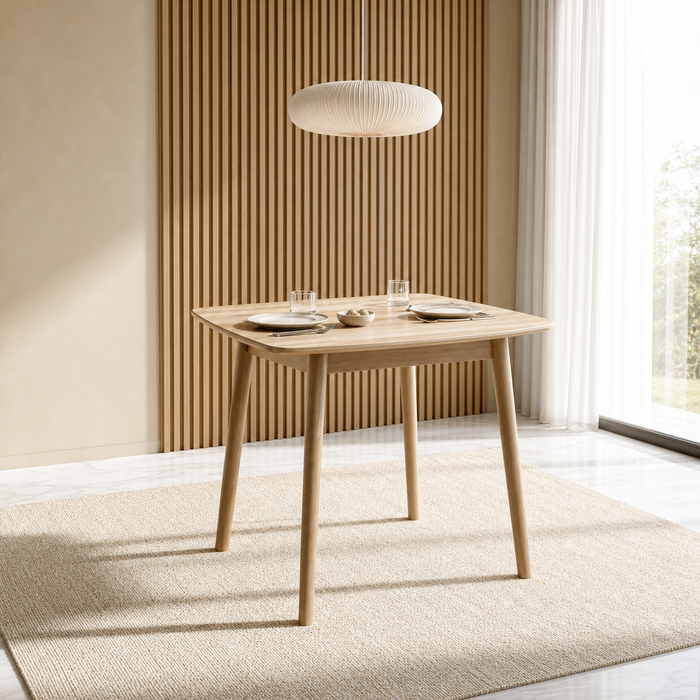 2-Seater Modern Square Dining Set - Light Wood Finish