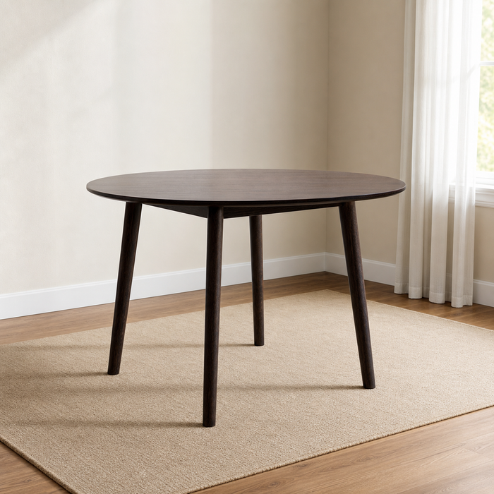 3-Seater Modern Rubber Wood Dining Set - Dark Wood Finish
