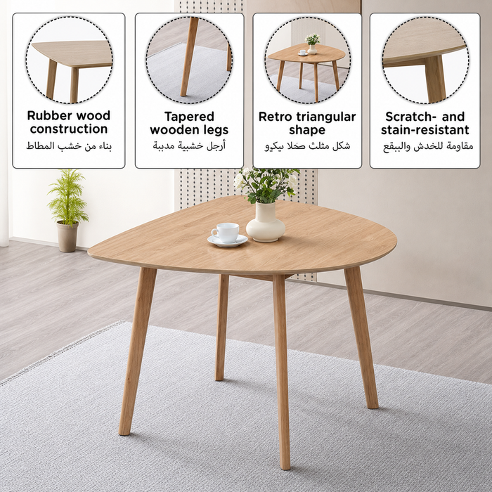 3-Seater Modern Triangular Dining Set - Light Wood Finish