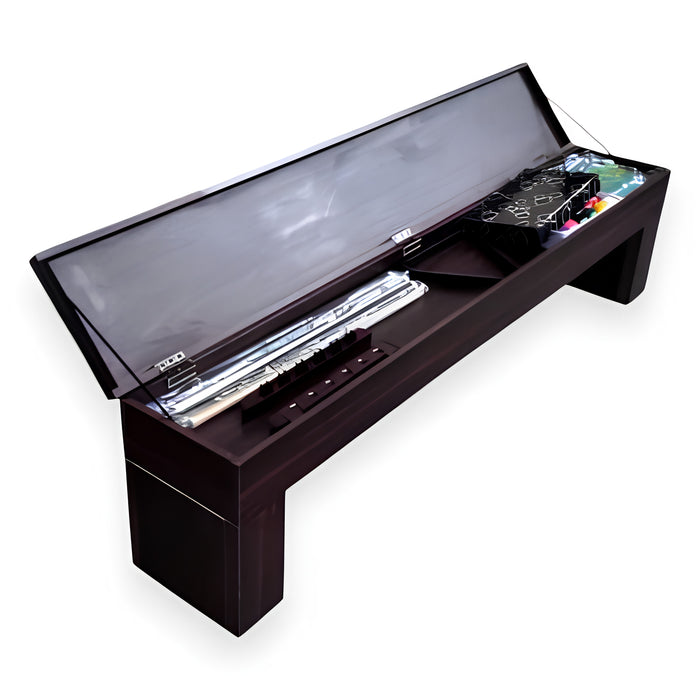 8FT Modern Billiard Table with Storage Benches – Green & Red
