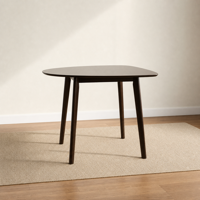 3-Seater Modern Rubber Wood Dining Set - Dark Wood Finish