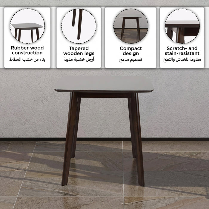 Modern Walnut 2-Seater Square Sintered Stone Dining Set