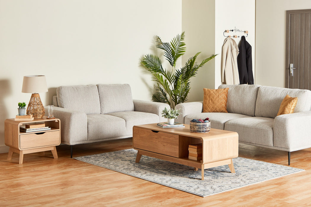 Mid-Century Rectangular Wooden Coffee Table with Storage Door
