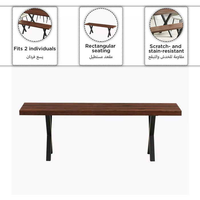 6-Seater Dining Set with Bench - Medium Wood Finish