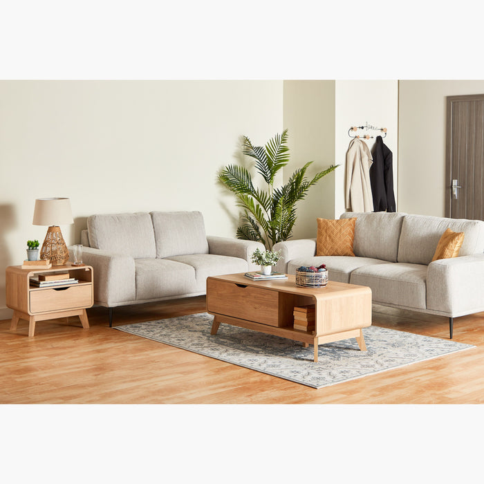 Mid-Century Rectangular Wooden Coffee Table with Storage Door