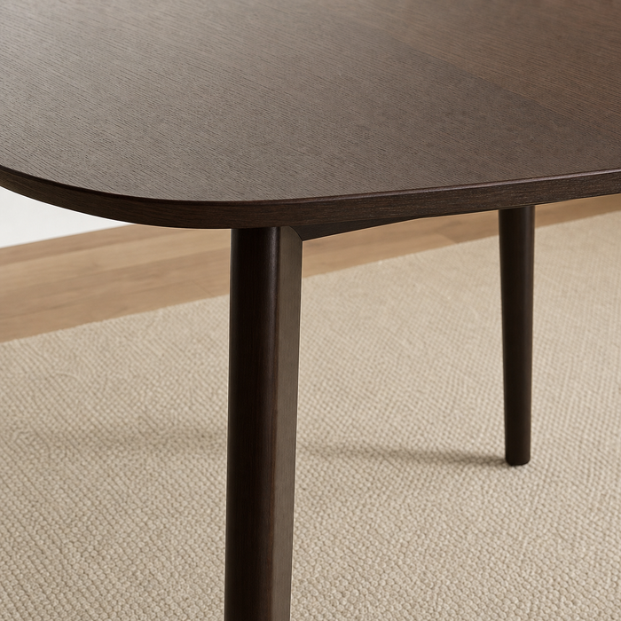 3-Seater Modern Rubber Wood Dining Set - Dark Wood Finish