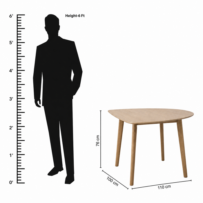 3-Seater Modern Triangular Dining Set - Light Wood Finish