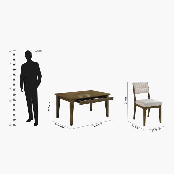 6-Seater Wooden Dining Set with Storage Bench