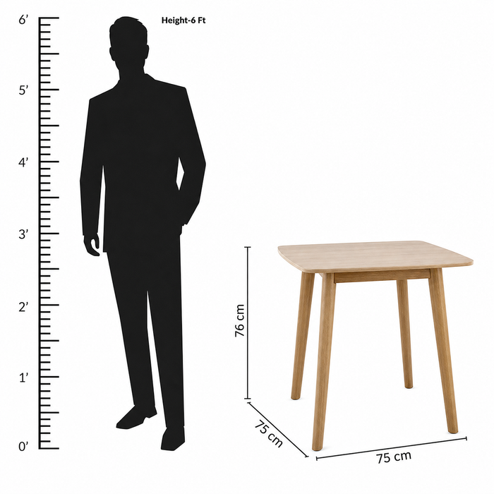 2-Seater Modern Square Dining Set - Light Wood Finish