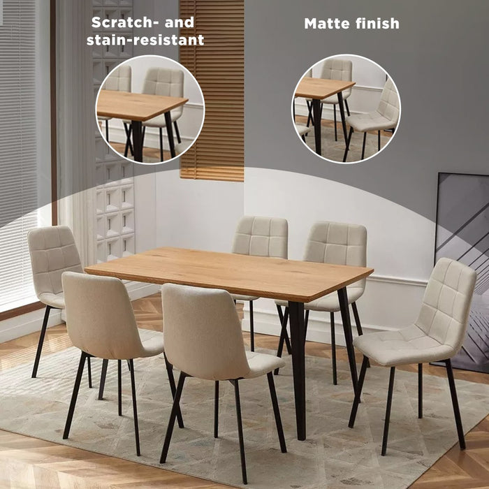 6-Seater Modern Dining Set - Light Wood Finish