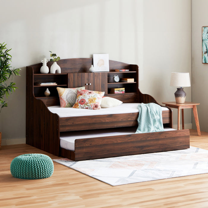 Cooper 90x190 cm Single Cabin Bed with Trundle – Oak Brown / Soft Beige