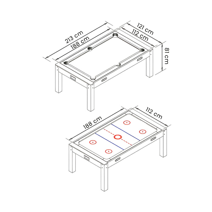 7FT 3-in-1 Multi-Game Table | Billiard, Table Tennis and Air Hockey Table