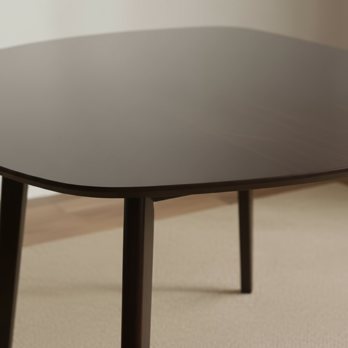 3-Seater Modern Rubber Wood Dining Set - Dark Wood Finish