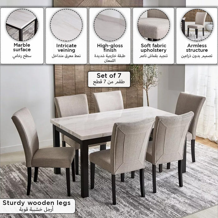 Genuine Marble Top 6-Seater Modern Dining Set