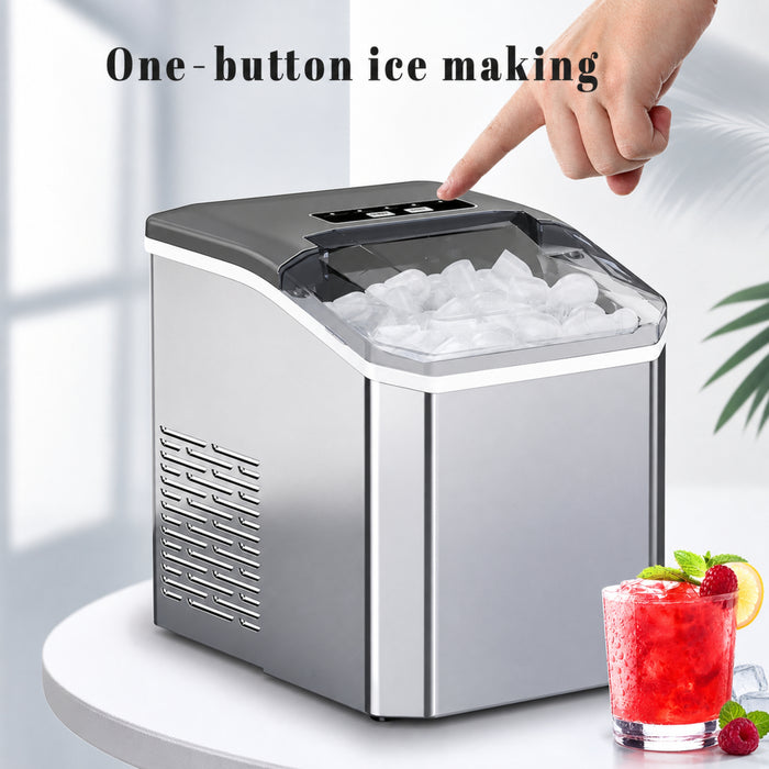 Portable Stainless Steel Ice Machine – 12kg/24H