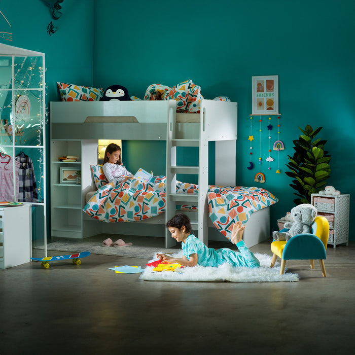 Modern Single Wooden Bunk Bed with Storage Shelves - 90x190 cm