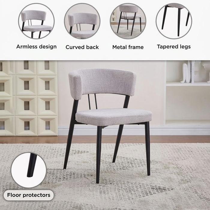 Modern Walnut Finish 6-Seater Dining Set with Upholstered Chairs