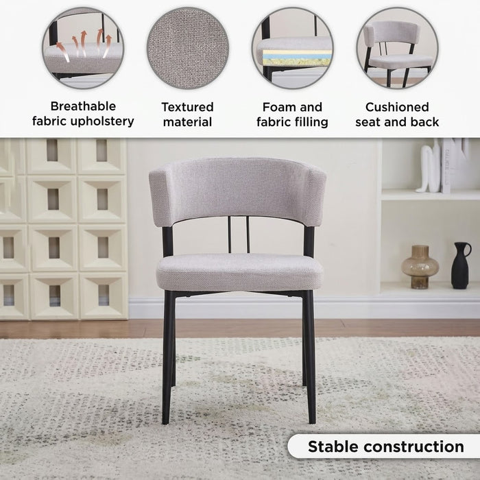 Modern Walnut Finish 6-Seater Dining Set with Upholstered Chairs