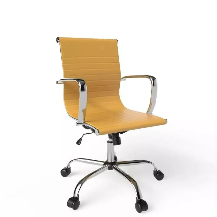 Low Back Chair Adjustable PU Chair with Fixed Arms, Tilt Lock and Rolling Castors Ideal for Home and Office