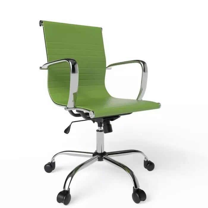 Low Back Chair Adjustable PU Chair with Fixed Arms, Tilt Lock and Rolling Castors Ideal for Home and Office