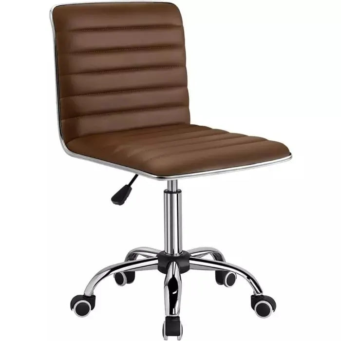 Mid Back Task Chair Comfortable Low Back Leather Swivel Office Desk Chair with Foam Molded Seat and Armless
