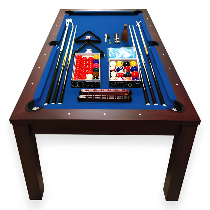 7FT Pool Table with Integrated Dining Table – Green & Blue