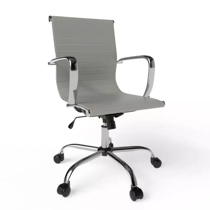 Low Back Chair Adjustable PU Chair with Fixed Arms, Tilt Lock and Rolling Castors Ideal for Home and Office