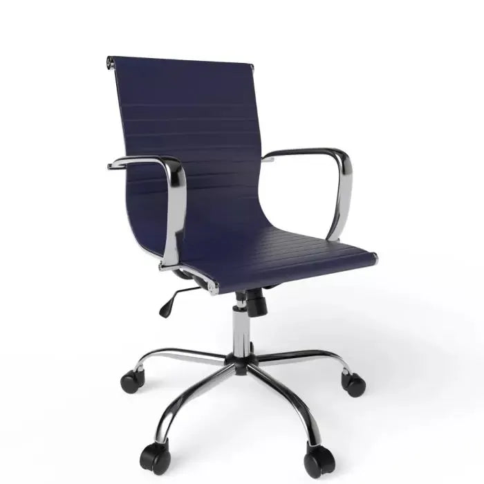 Low Back Chair Adjustable PU Chair with Fixed Arms, Tilt Lock and Rolling Castors Ideal for Home and Office