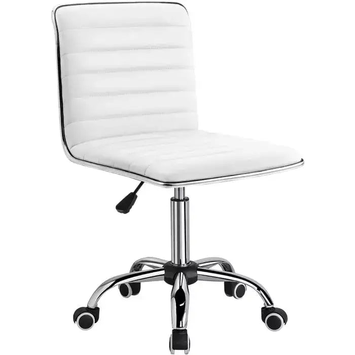 Mid Back Task Chair Comfortable Low Back Leather Swivel Office Desk Chair with Foam Molded Seat and Armless