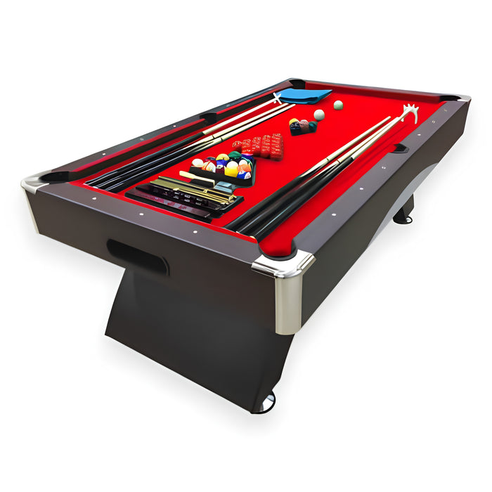 7FT Modern Billiard Table – Green & Red with Full Accessories