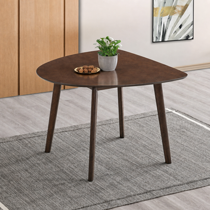 3-Seater Modern Rubber Wood Dining Set - Dark Wood Finish