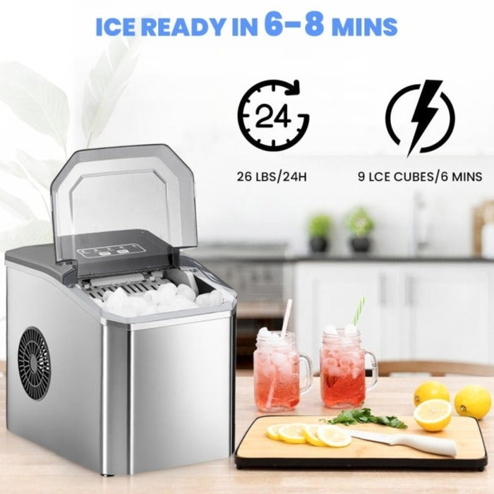 Portable Countertop Ice Maker – 26 lbs/24H Small Ice Machine