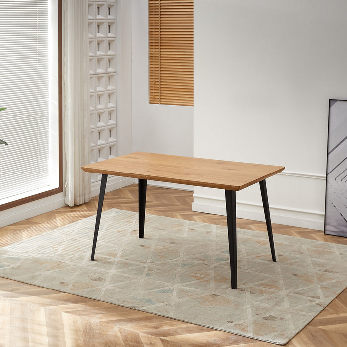 6-Seater Dining Set with Bench - Light Wood Finish