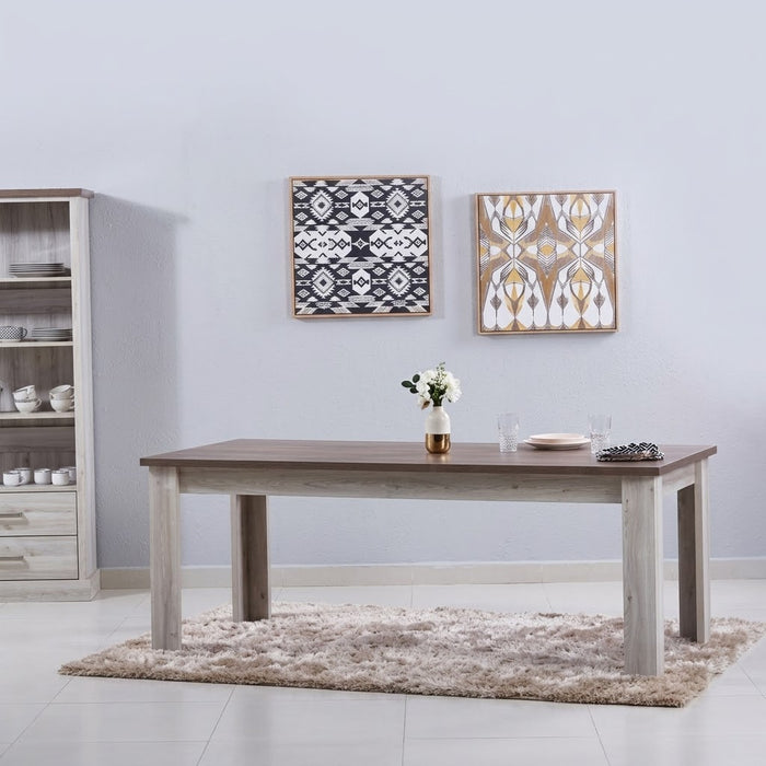 Modern 8-Seater Rectangular Dining Set with Upholstered Armless Chairs