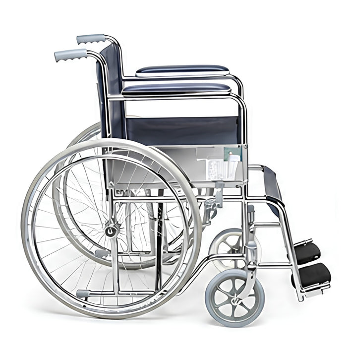 Durable Foldable Manual Wheelchair with Chromed Steel Frame