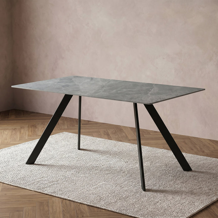 Modern 6-Seater Sintered Stone Dining Set with Upholstered Chairs
