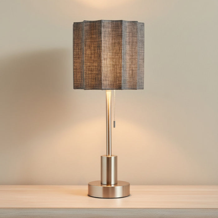 Metal Table Lamp with Textured Linen Shade - 25x62 cm