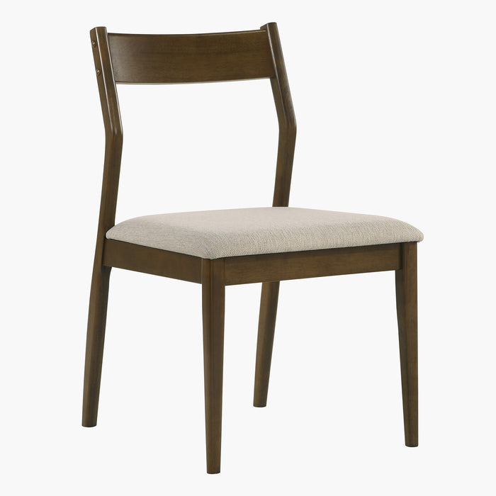 Nordic Solid Rubber Wood 6-Seater Dining Set with Upholstered Chairs