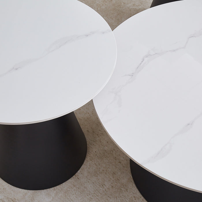 5-Piece Sintered Stone Round Coffee Table Set