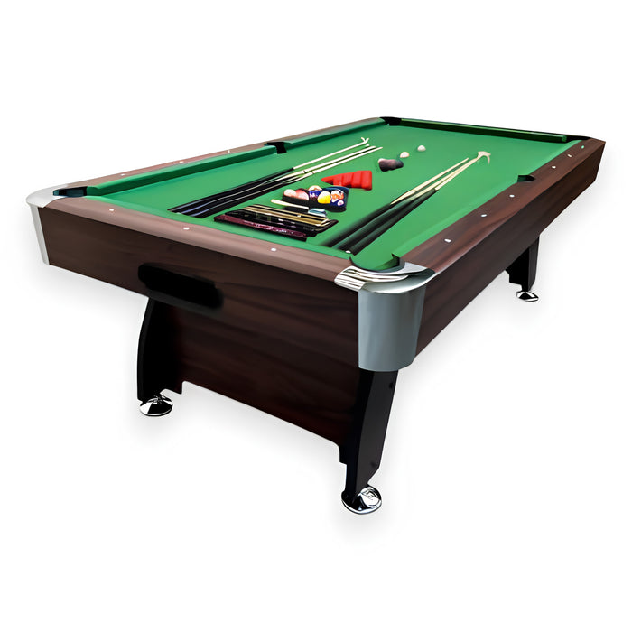 8FT Vintage Green Billiard Table with Storage Benches