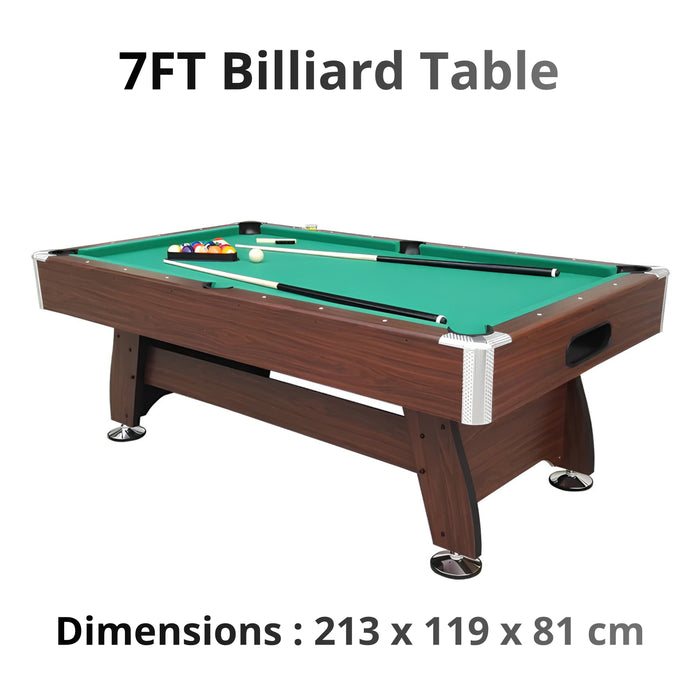 7 FT Pool Table – Blue & Green Velvet Billiard Table with Accessories