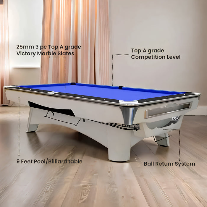 9FT European Competition Billiard Pool Table with Ball Return System