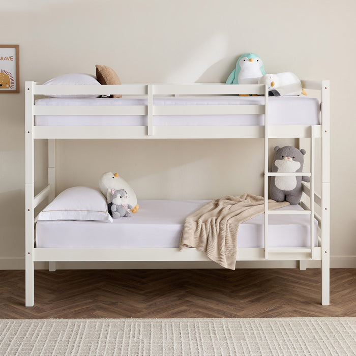 Modern Solid Wooden Single Bunk Bed - 90x200 cm