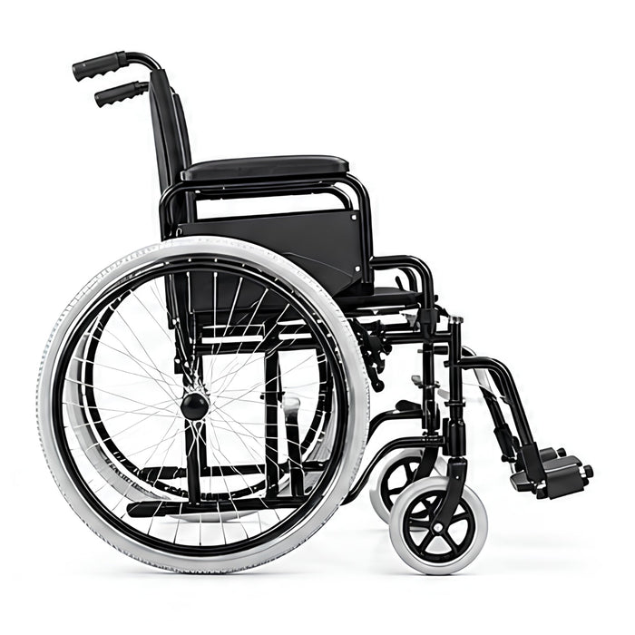 Chrome-Plated Manual Wheelchair 18-Inch Seat with Detachable Armrests & Swing-Away Footrests