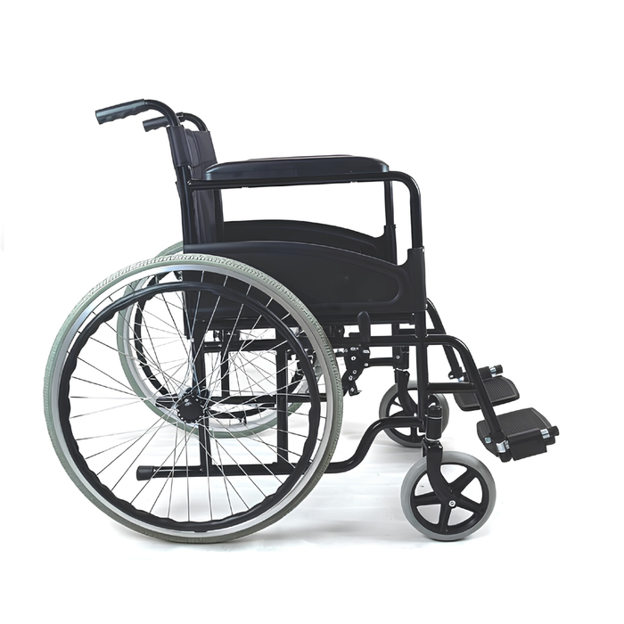 Basic Manual Wheelchair 20-Inch Seat with Powder-Coated Steel Frame