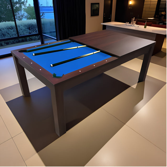 7FT Pool Table with Integrated Dining Table – Green & Blue