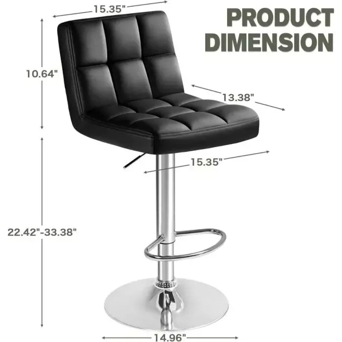 Modern Adjustable PU Leather Swivel Bar Stool, Counter Height Barstool with Back and Footrest