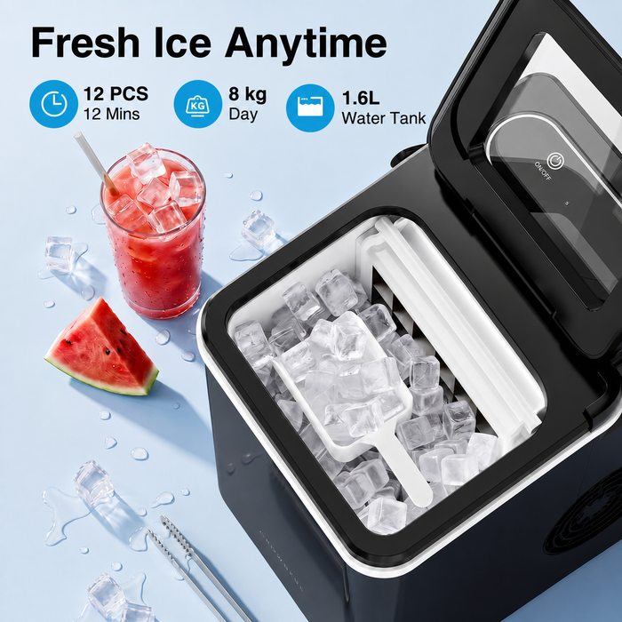 Countertop Square Cube Ice Maker Machine with 2 Thickness Settings